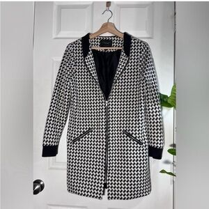 Sanctuary Living Houndstooth Knit Bomber Jacket Black White Size M